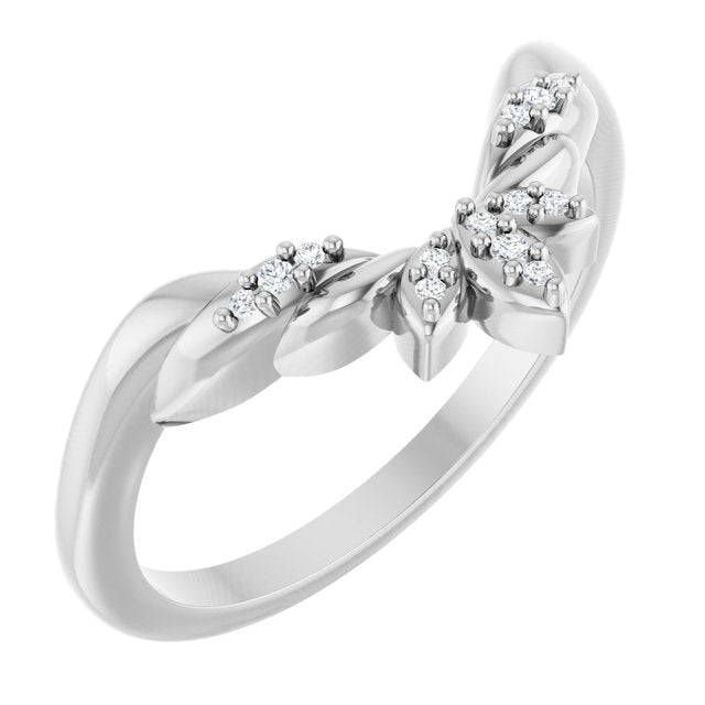 .03 CTW Natural Diamond Floral-Inspired Contour Band