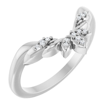 .03 CTW Natural Diamond Floral-Inspired Contour Band