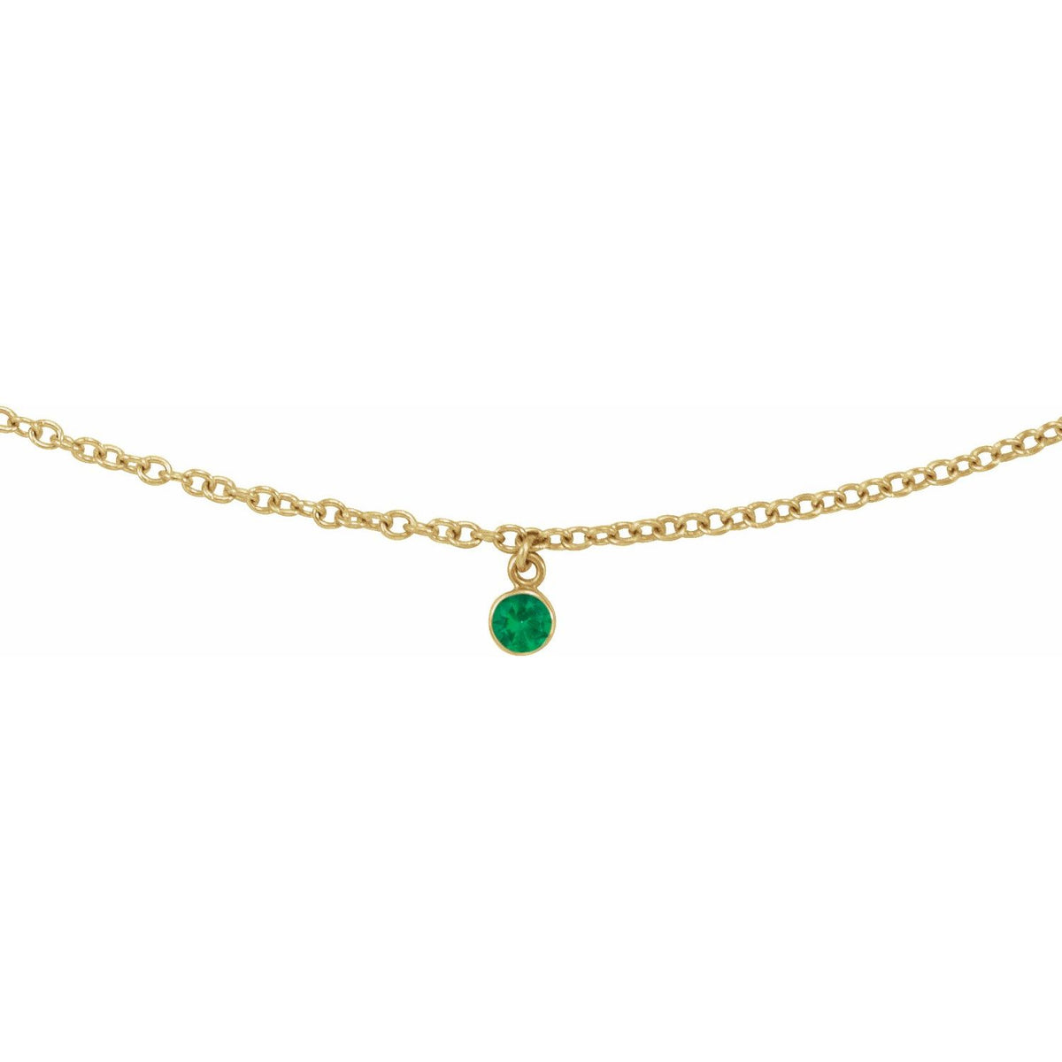 14K Yellow Gold Natural Emerald 16" Necklace