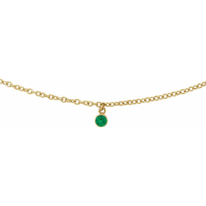 14K Yellow Gold Natural Emerald 16" Necklace