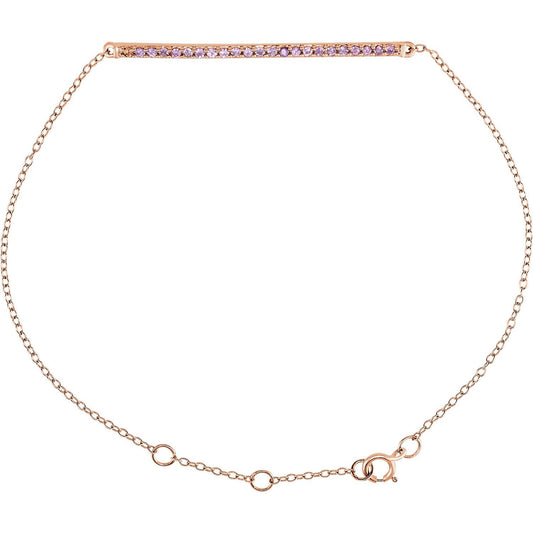 14K Rose Gold Natural Pink Sapphire 8" Bracelet