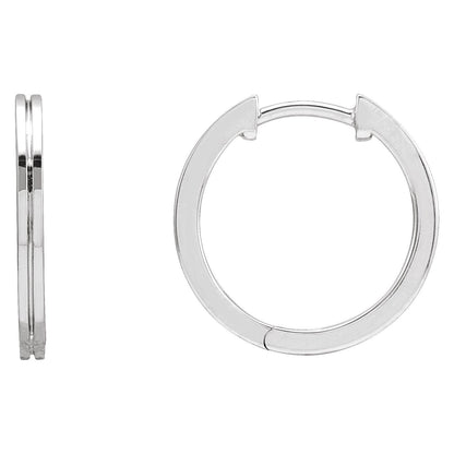 Grooved Hinged Huggie Hoop Earrings