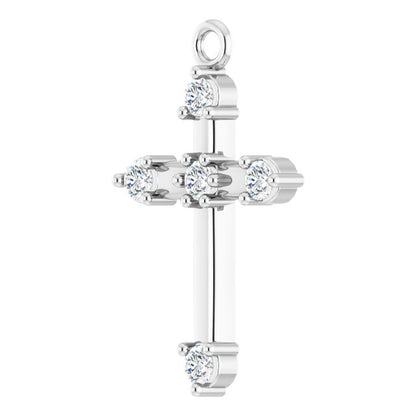 .08 CTW Natural Diamond Cross Dangle, 8.68 mm x 14.25 mm