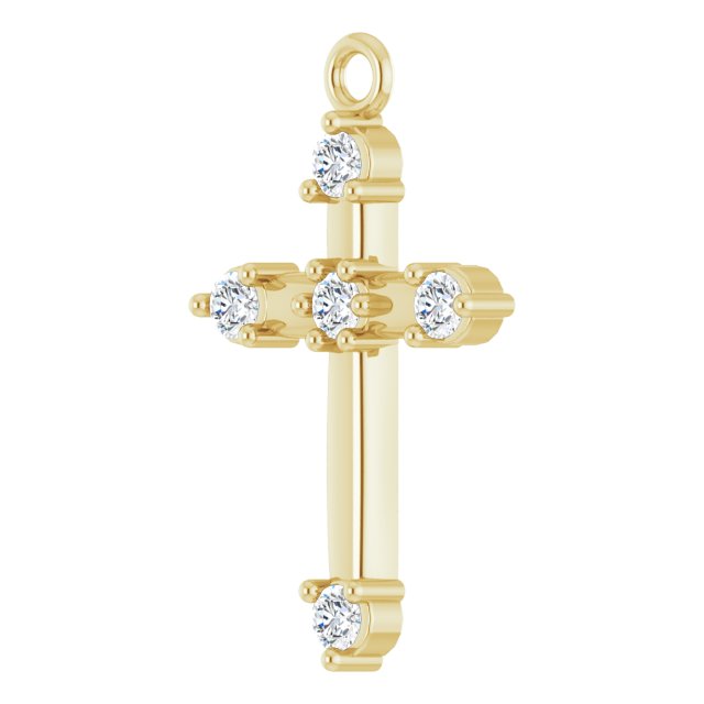 .08 CTW Lab-Grown Diamond Cross Dangle, 8.68 mm x 14.25 mm