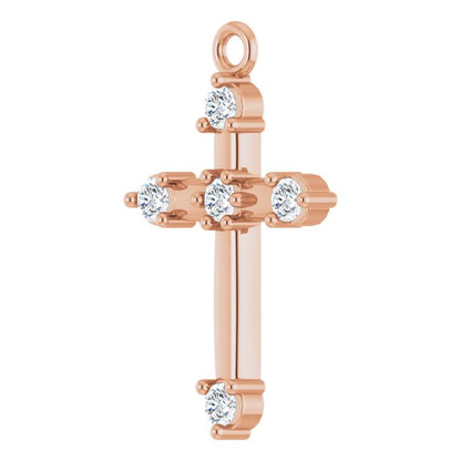 .08 CTW Lab-Grown Diamond Cross Dangle, 8.68 mm x 14.25 mm
