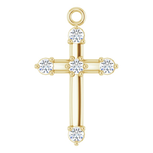 .08 CTW Lab-Grown Diamond Cross Dangle, 8.68 mm x 14.25 mm