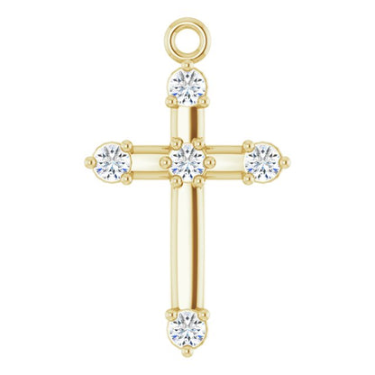 .08 CTW Lab-Grown Diamond Cross Dangle, 8.68 mm x 14.25 mm