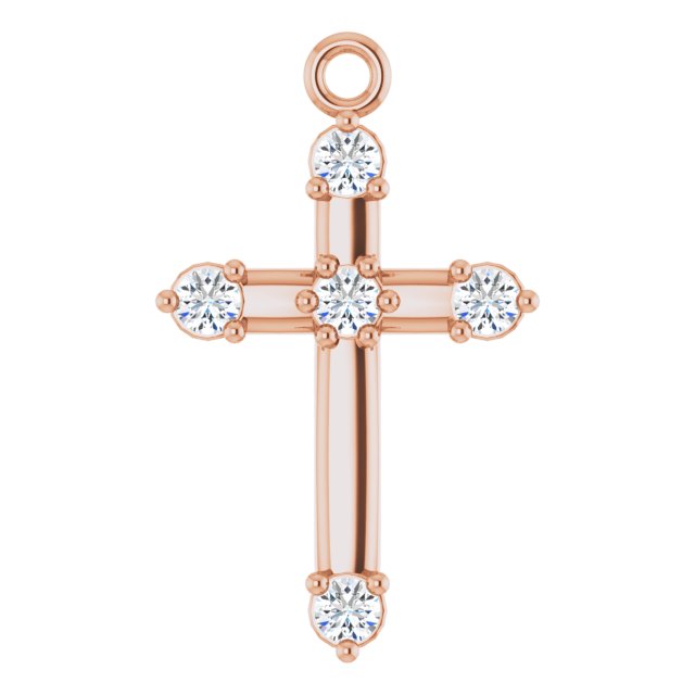.08 CTW Lab-Grown Diamond Cross Dangle, 8.68 mm x 14.25 mm