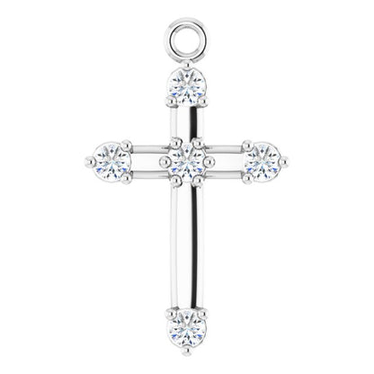 .08 CTW Lab-Grown Diamond Cross Dangle, 8.68 mm x 14.25 mm