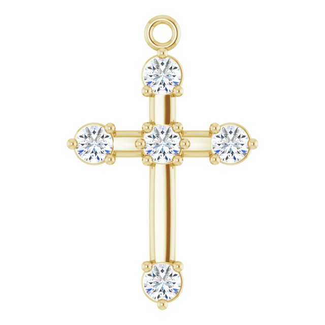 .08 CTW Lab-Grown Diamond Cross Dangle, 8.68 mm x 14.25 mm
