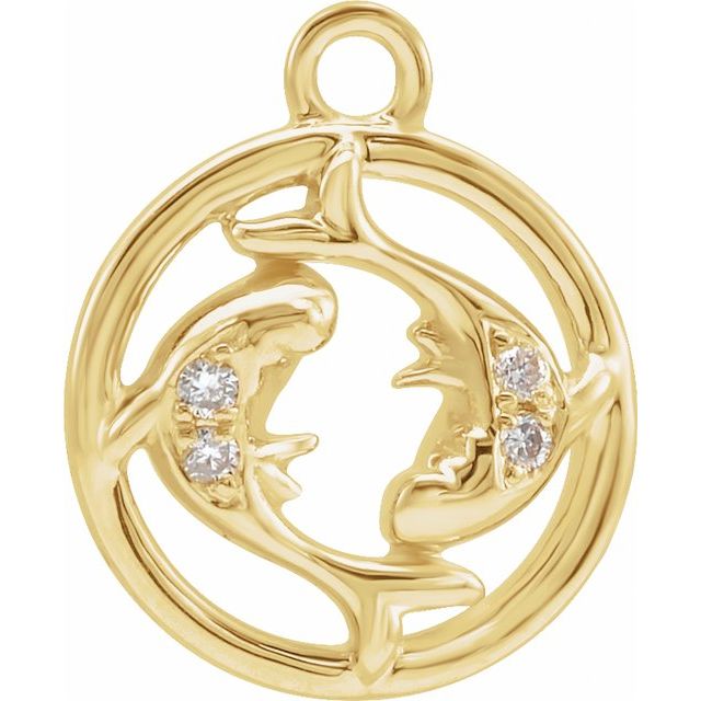 Petite Pavé® .015 CTW Natural Diamond Pisces Dangle