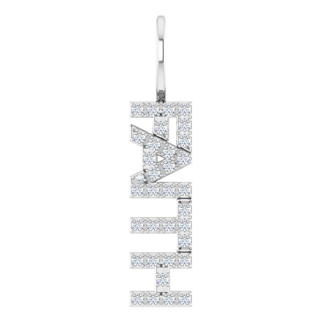 14K White Gold 1/8 CTW Natural Diamond "Faith" Charm/Pendant