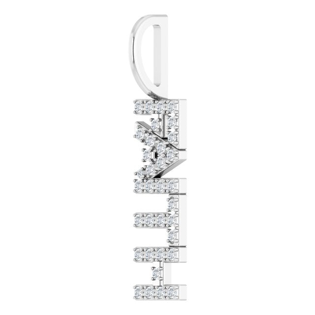 14K White Gold 1/8 CTW Natural Diamond "Faith" Charm/Pendant