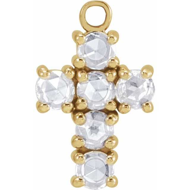 1/6 CTW Natural Rose-Cut Diamond Cross Dangle