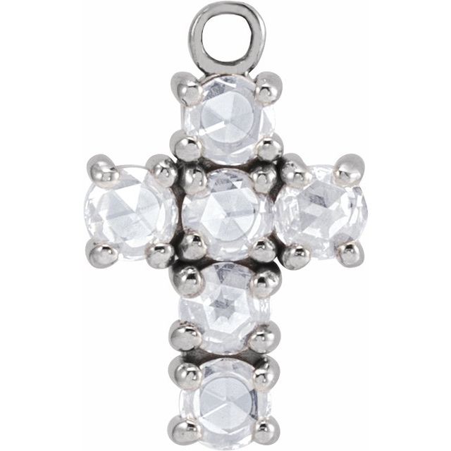 1/6 CTW Natural Rose-Cut Diamond Cross Dangle