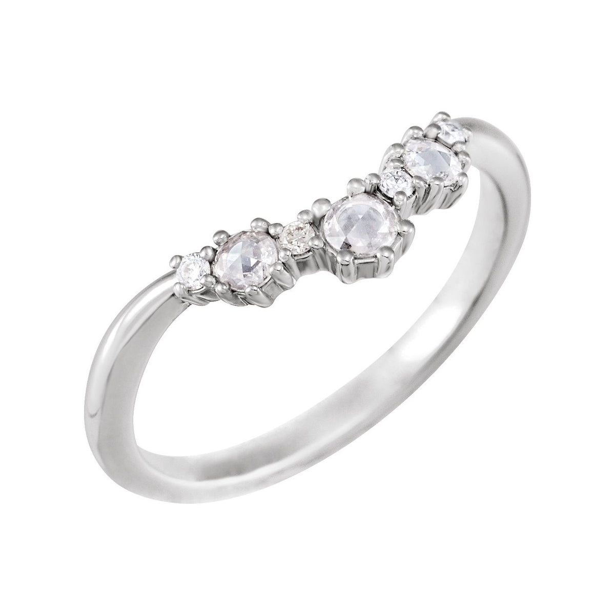 1/5 CTW Natural Rose-Cut Diamond & Faceted Contour Band