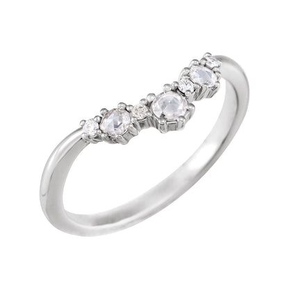 1/5 CTW Natural Rose-Cut Diamond & Faceted Contour Band