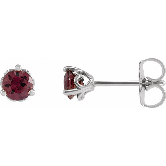 14K White Gold Natural Rhodolite Garnet Earrings