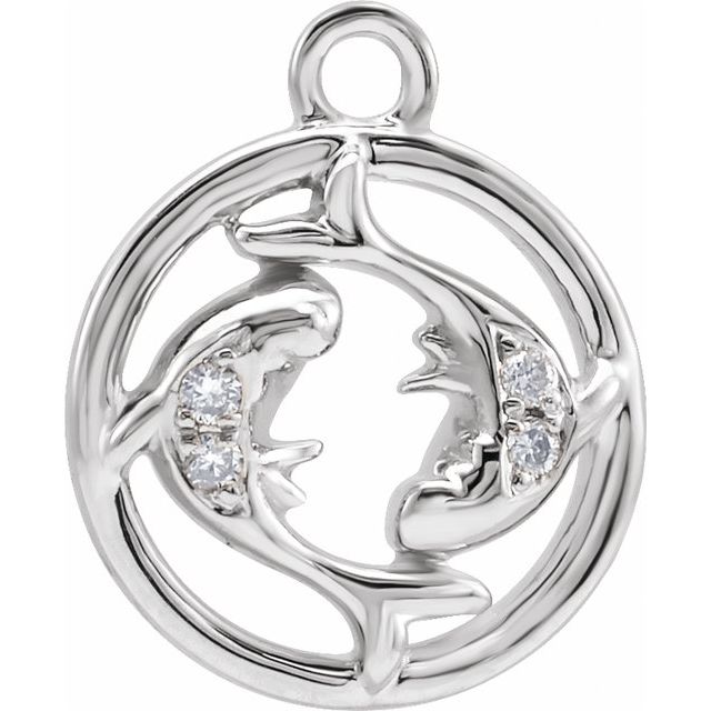 Petite Pavé® .015 CTW Natural Diamond Pisces Dangle