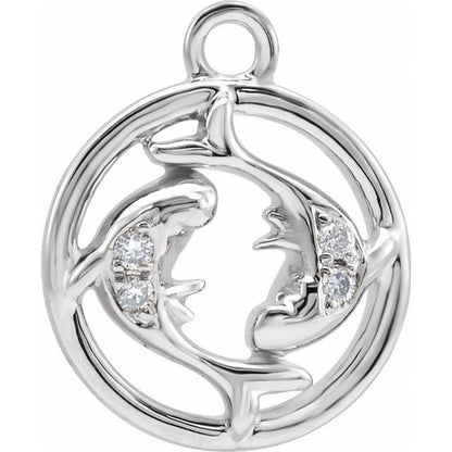 Petite Pavé® .015 CTW Natural Diamond Pisces Dangle