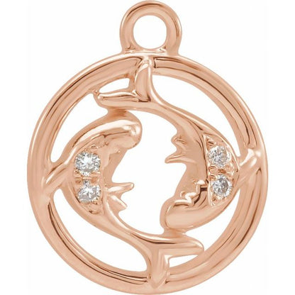 Petite Pavé® .015 CTW Natural Diamond Pisces Dangle