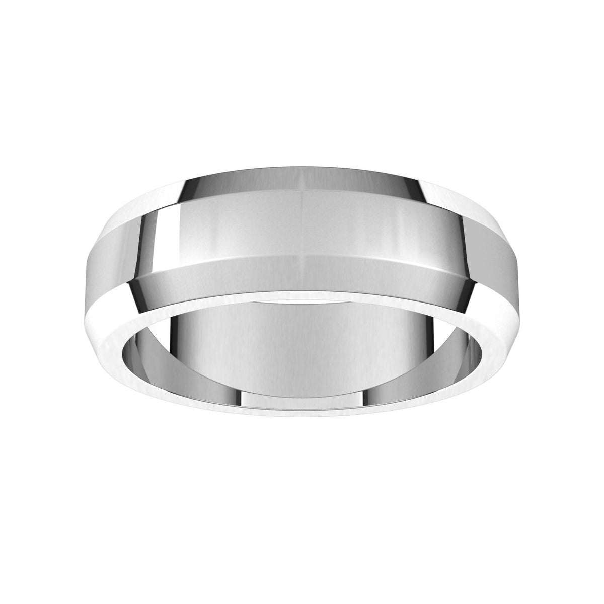 14K X1 White Gold Beveled-Edge Flat Band