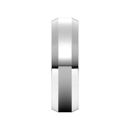 14K X1 White Gold Beveled-Edge Flat Band