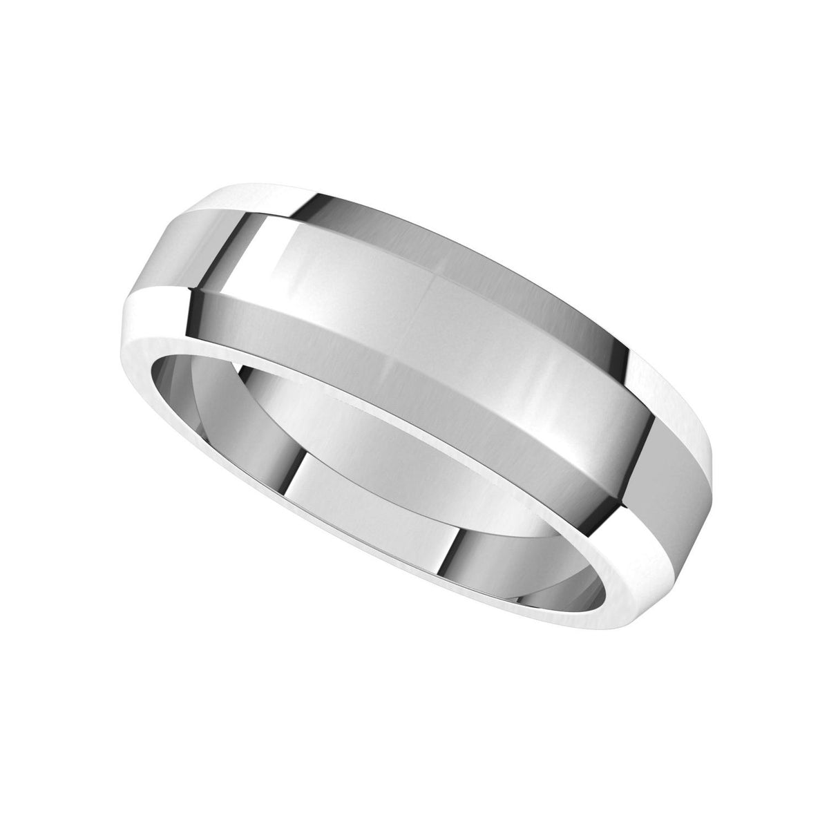 14K X1 White Gold Beveled-Edge Flat Band