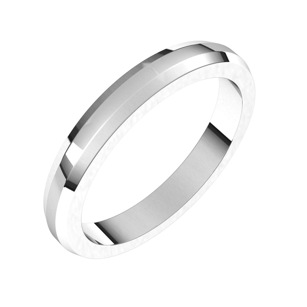 14K X1 White Gold Beveled-Edge Flat Band