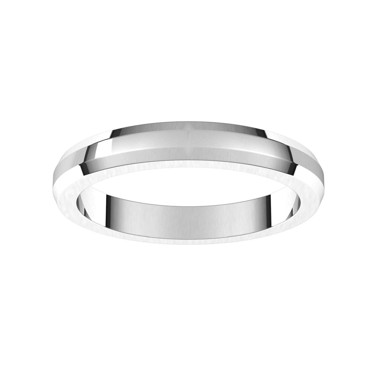 14K X1 White Gold Beveled-Edge Flat Band