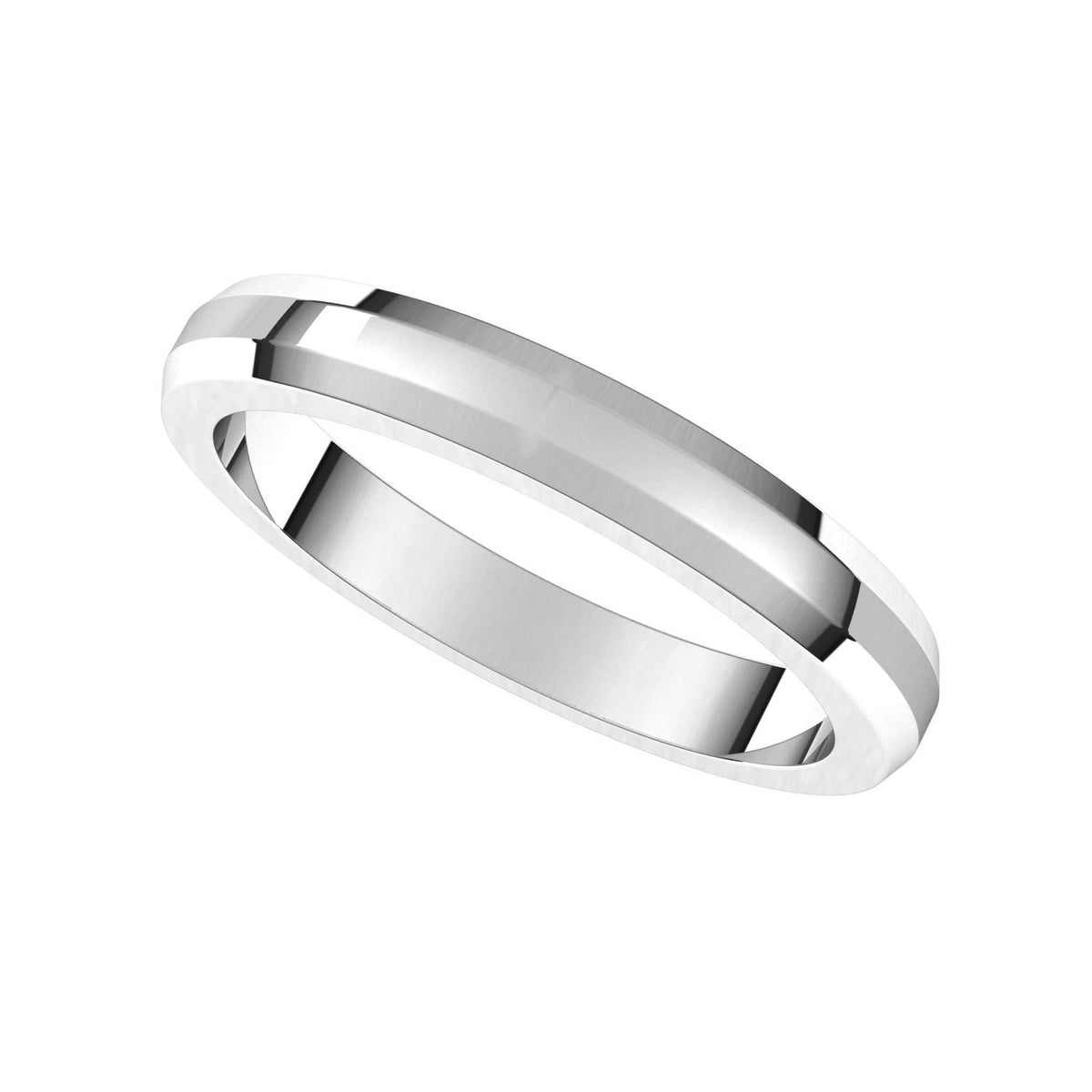 14K X1 White Gold Beveled-Edge Flat Band