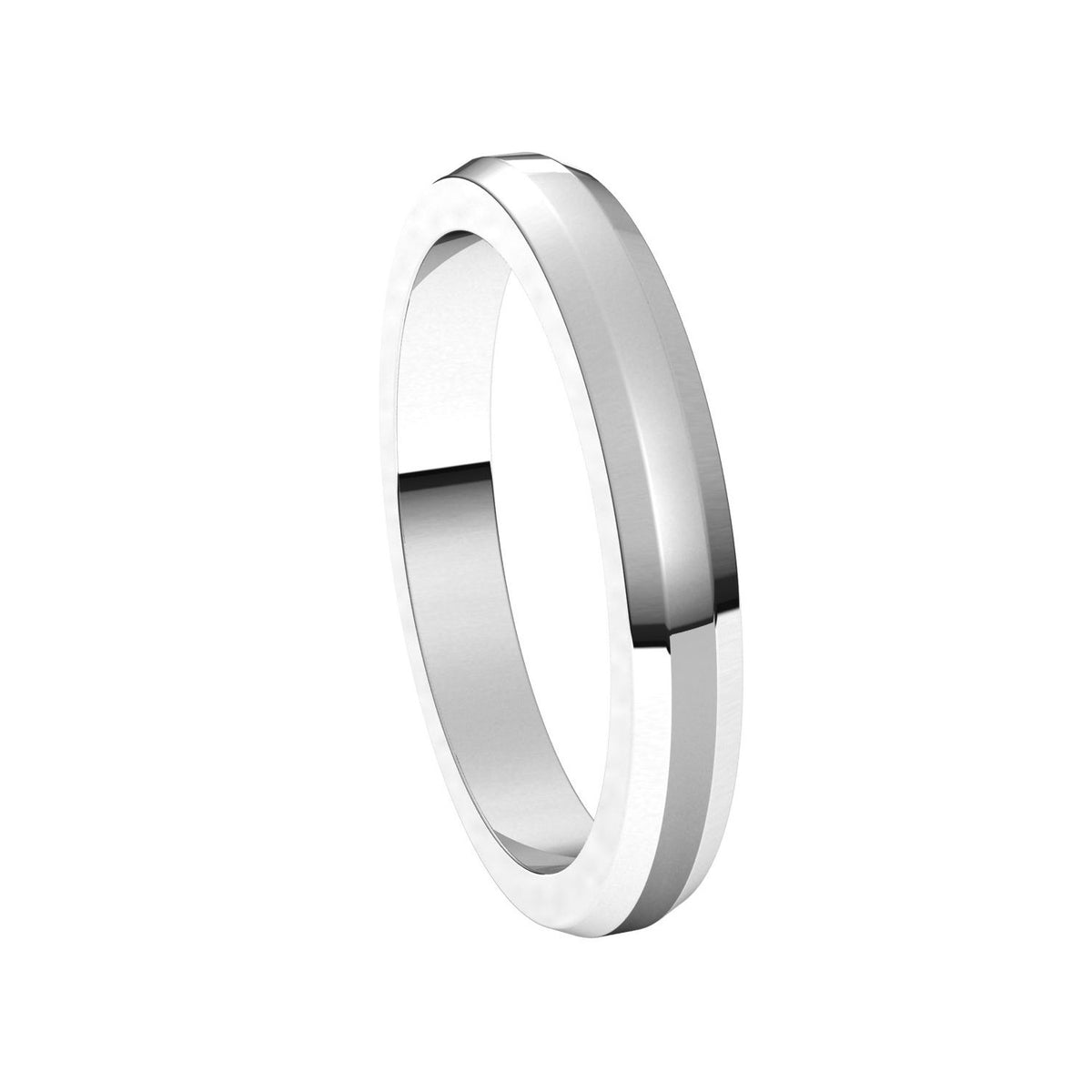 14K X1 White Gold Beveled-Edge Flat Band