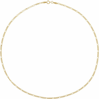 14K Yellow Gold Diamond-Cut Figaro 20" Chain