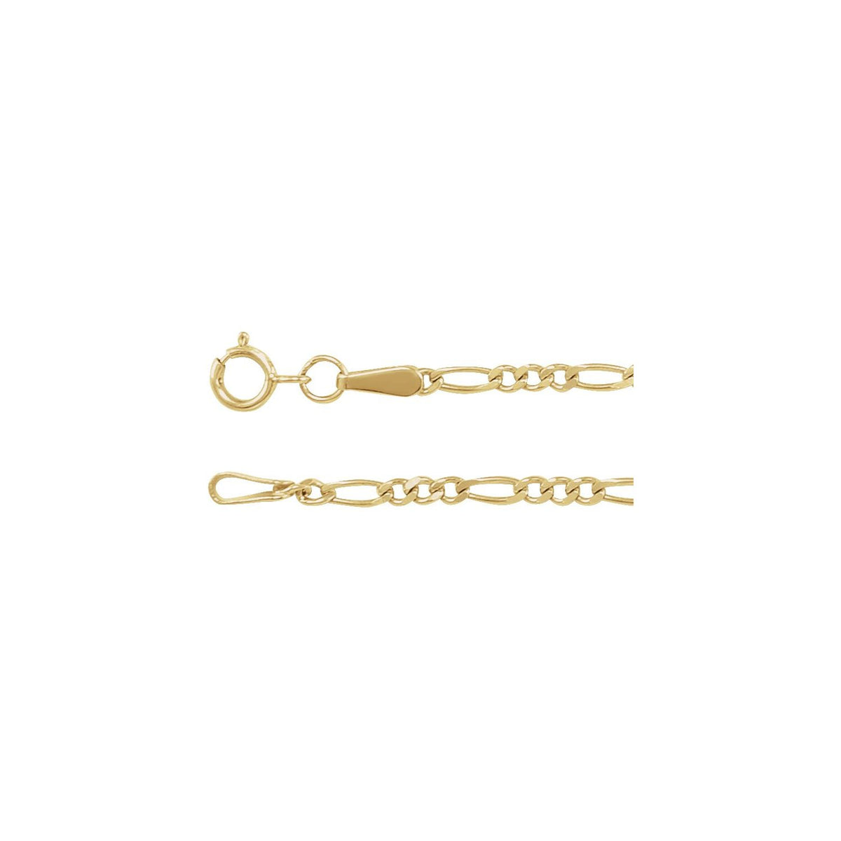 14K Yellow Gold Diamond-Cut Figaro 18" Chain