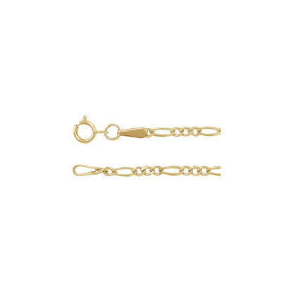 14K Yellow Gold Diamond-Cut Figaro 18" Chain