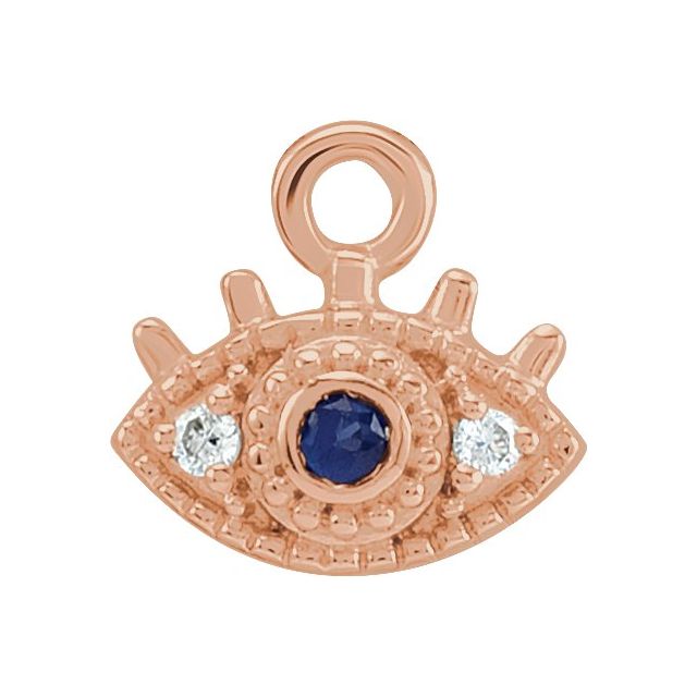Petite Pavé® Natural Blue Sapphire & .01 CTW Natural Diamond Evil Eye Dangle, 4.92 mm x 7.1 mm