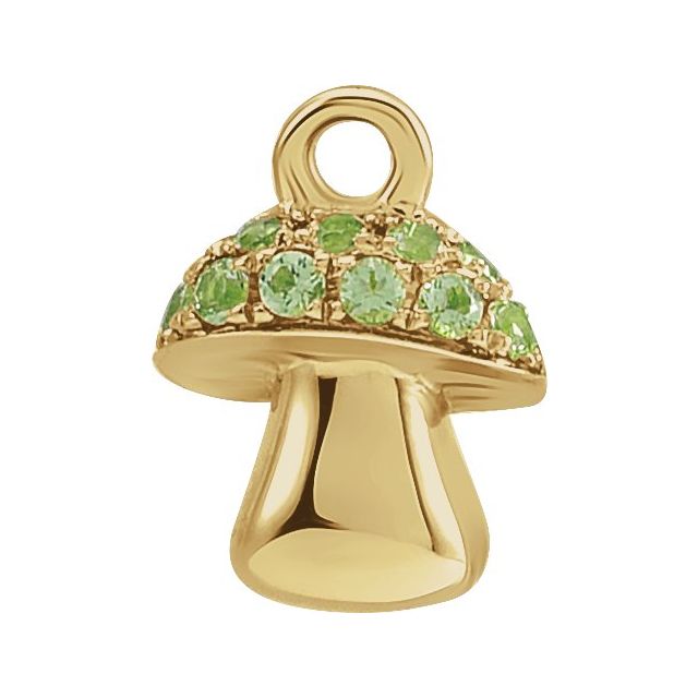 Petite Pavé® Natural Peridot Mushroom Dangle