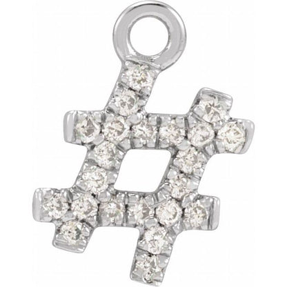 Petite Pavé® .06 CTW Natural Diamond Hashtag Dangle