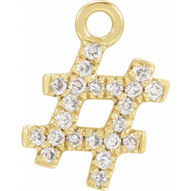 Petite Pavé® .06 CTW Natural Diamond Hashtag Dangle