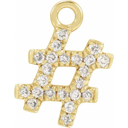 Petite Pavé® .06 CTW Natural Diamond Hashtag Dangle