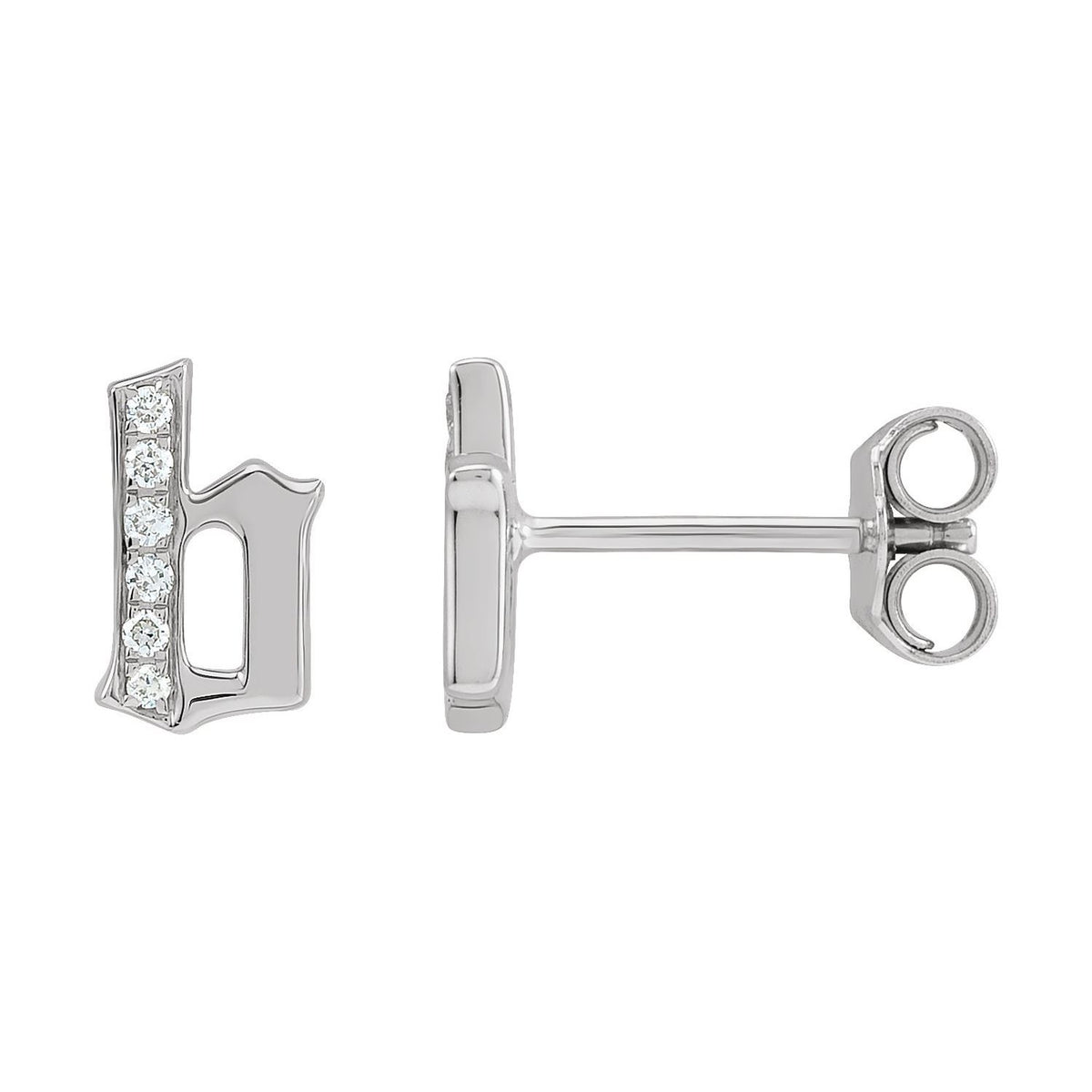 Natural Diamond Gothic Initial Earring