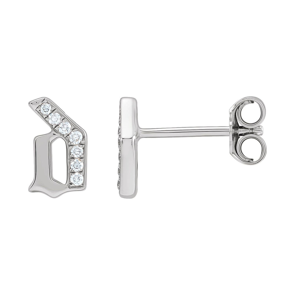 Natural Diamond Gothic Initial Earring