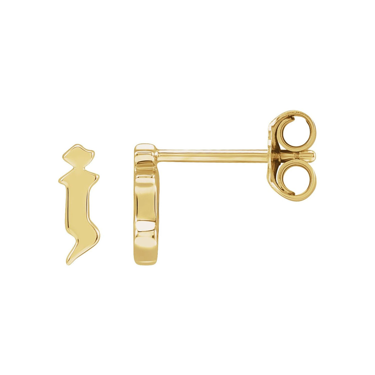 14K Yellow Gold Gothic Initial Earring