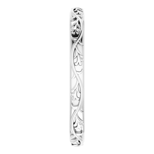 14K White Gold Sculptural Flat Band, 2.5 mm