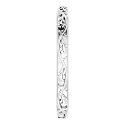 14K White Gold Sculptural Flat Band, 2.5 mm