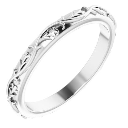 14K White Gold Sculptural Flat Band, 2.5 mm
