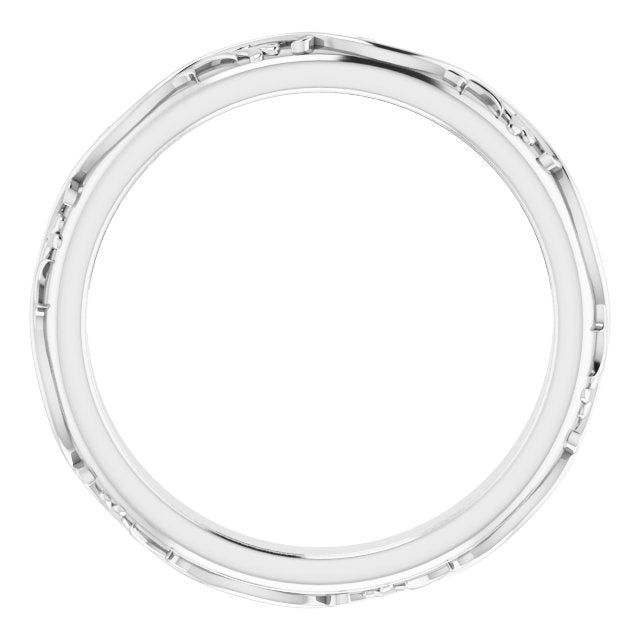 14K White Gold Sculptural Flat Band, 2.5 mm
