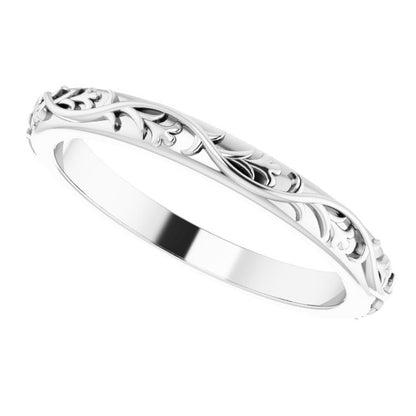 14K White Gold Sculptural Flat Band, 2.5 mm