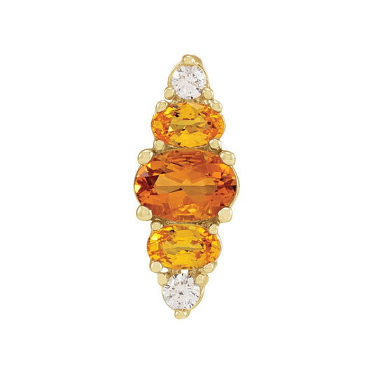 14K Yellow Gold Natural Yellow Multi-Gemstone Bar Pendant