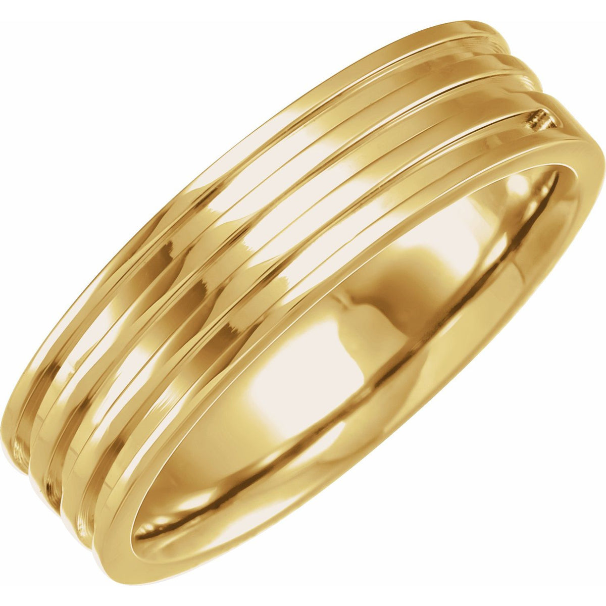 14K Yellow Gold Grooved Band, 6 mm